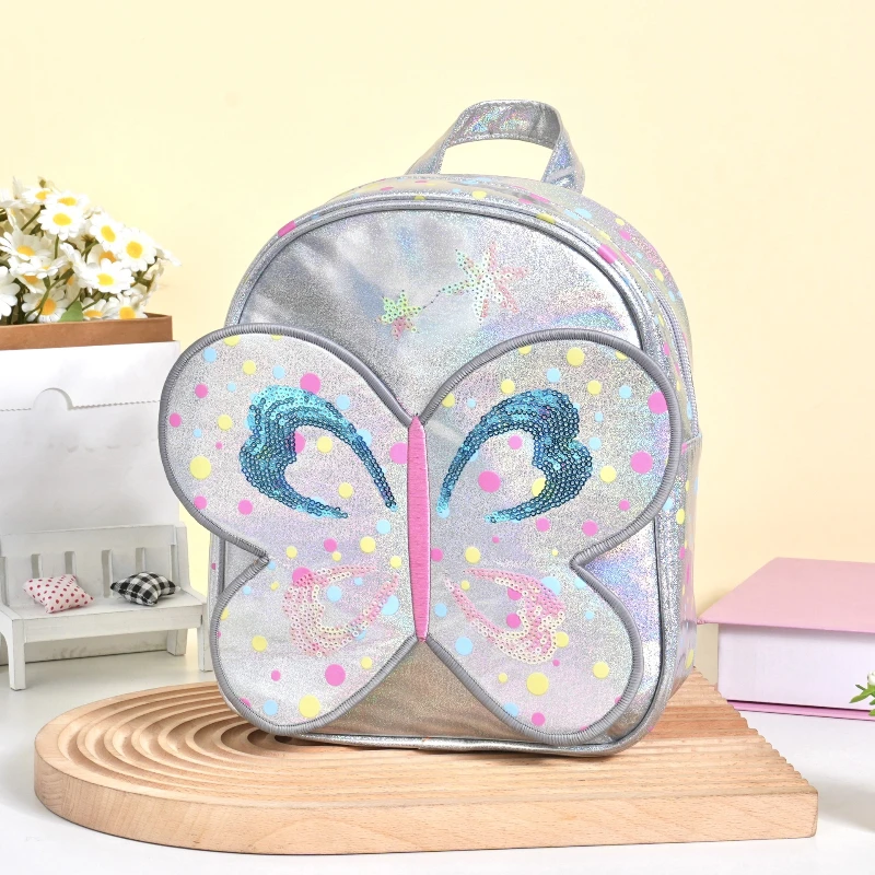 Fashion Girl Bag Trendy Classic Versatile Backpack Butterfly Bow Shiny Practical School Bag Travel Princess Cute Casual Backpack