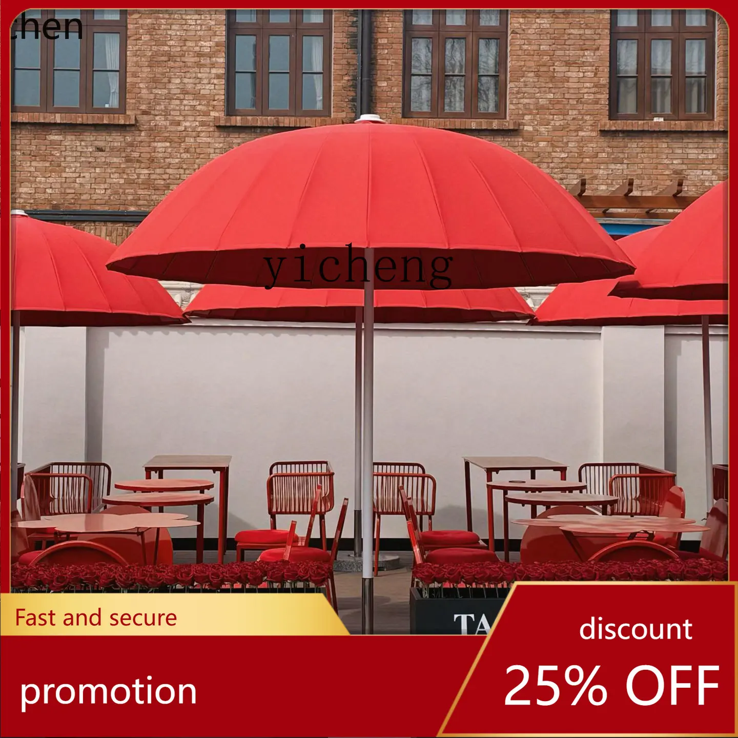 

HXL Outdoor Sunshade Umbrella Restaurant Cafe Hotel Real Estate Outdoor Mushroom Umbrella