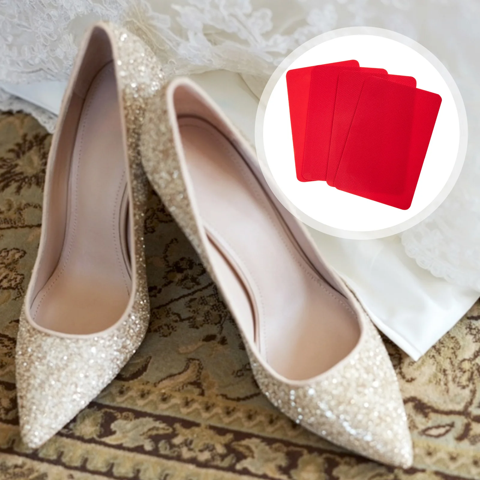 4 szt. Antypoślizgowe naklejki na buty, gumowe samoprzylepne wkładki do butów na wysokim obcasie, sneakersów, botków, odporne na ścieranie, redukujące hałas.