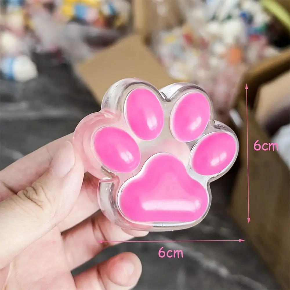 Kawaii Cat Paw Pinch Toy Blingbling Transparent Cube Stress Relief Toy Slow Rebound PU Sensory Toy Kids