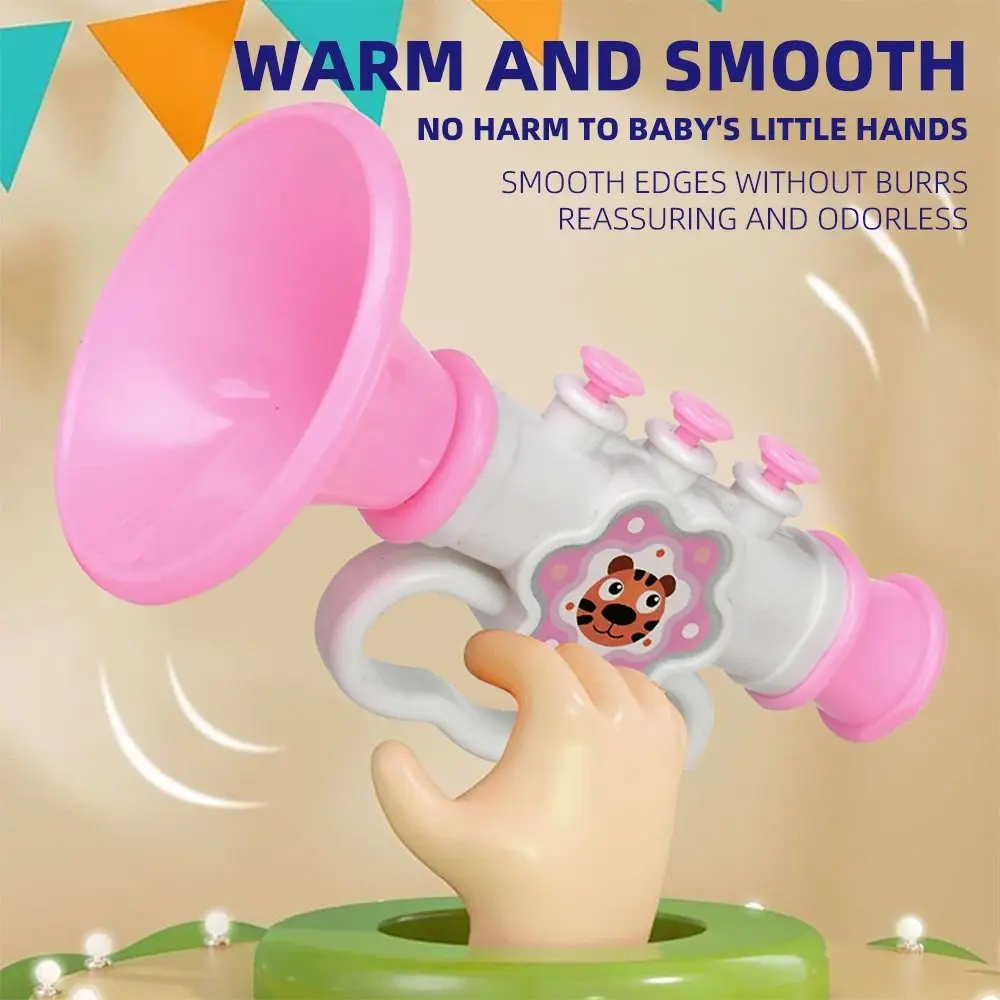 Mini trompete soprador de aprendizagem precoce com corda suspensa, brinquedos de chifre de desenho animado, instrumento musical para aprimoramento de fala, presente de brinquedo de trompete