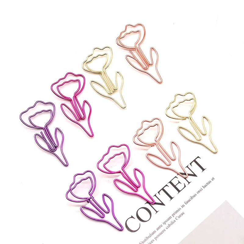 20 قطعة مشبك ورق على شكل زهرة ملونة مشبك ورق ملون مكتب القرطاسية المدرسية المعادن المرجعية حامل القرطاسية دبابيس الورق