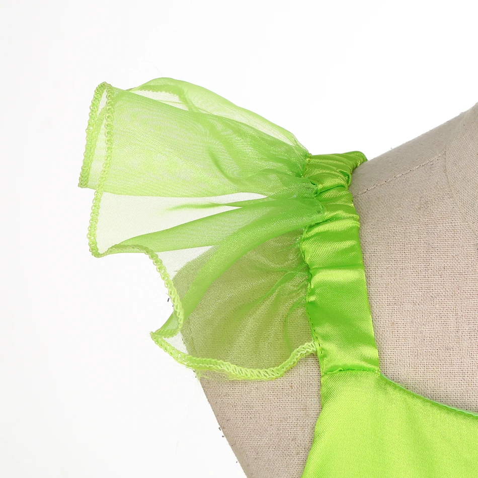 Girls Tinker Bell Dress Baby Girl Flower Fairy Cosplay Costume Kids Green Gowns Child Halloween Outfits