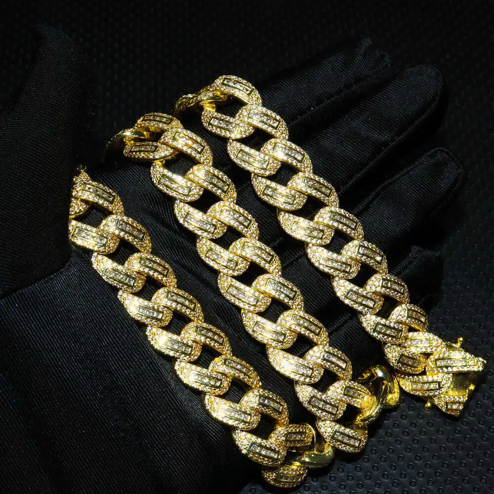 Sell 925 Silver Bracelet with Adjustable 18mm Gold Hip Hop American Fashion Hiphop Necklace