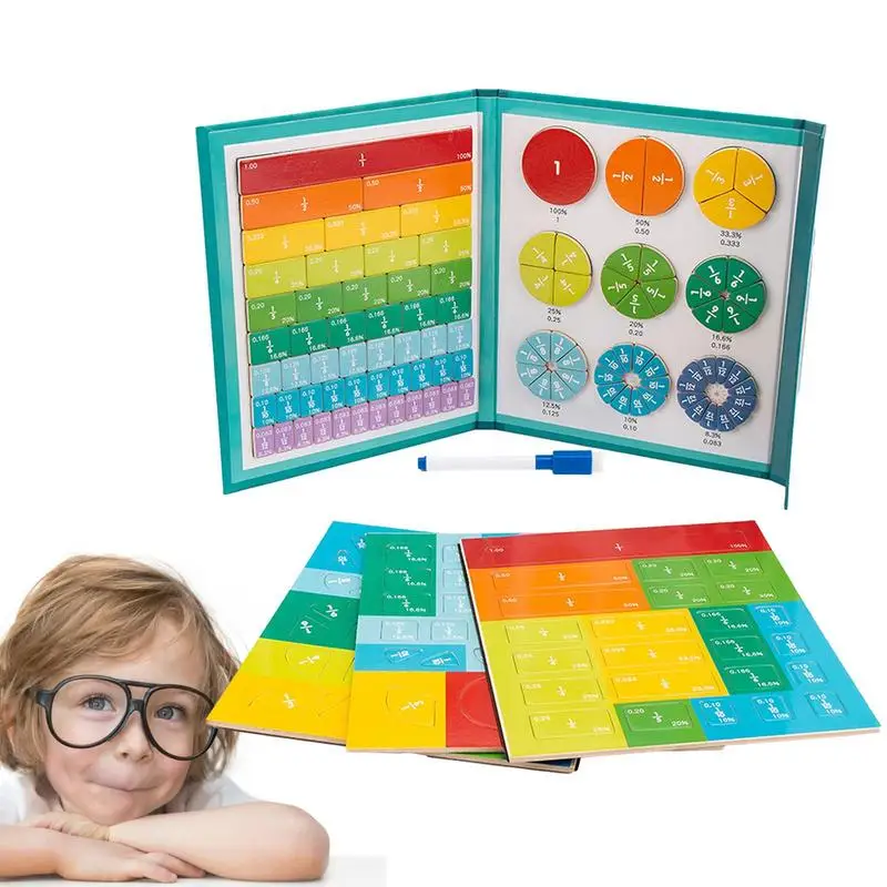 

Magnetic Wooden Fraction Book Set Educational Math Manipulatives Learning Games For Elementary School Gift For Toddlers