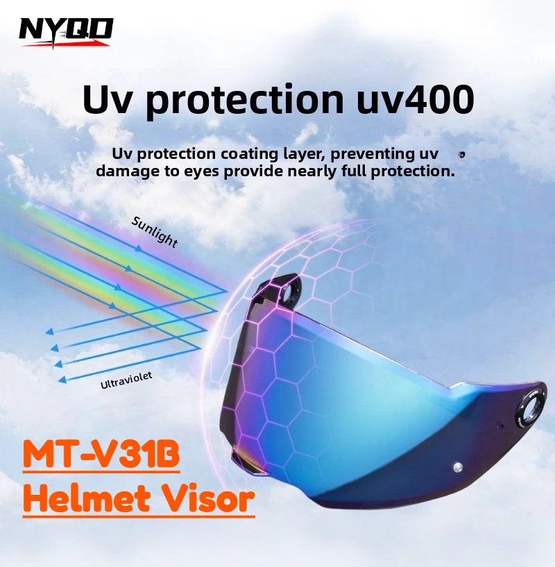 MT-V31B Motorcycle Helmet Visor Shield for AXXIS FENIX Helmet Day Night Clear Anti-Scratch Dual-Use Replacement Lens