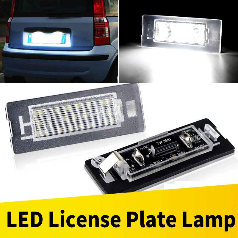 2PCS LED Number License Plate Light For Fiat Panda Mk3 (Type 169) 03-12 Mk4 (Type 312/319) 11-up OEM#71734797 Canbus Error Free