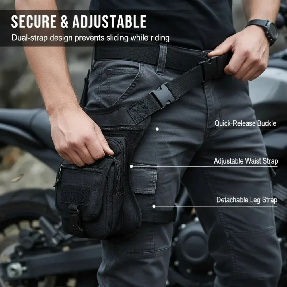 Unisex Multifunctional Motorcycle Thigh Bag Adjustable Strap Waterproof Thigh Pack Portable Waist Bag Motorcycle Riding