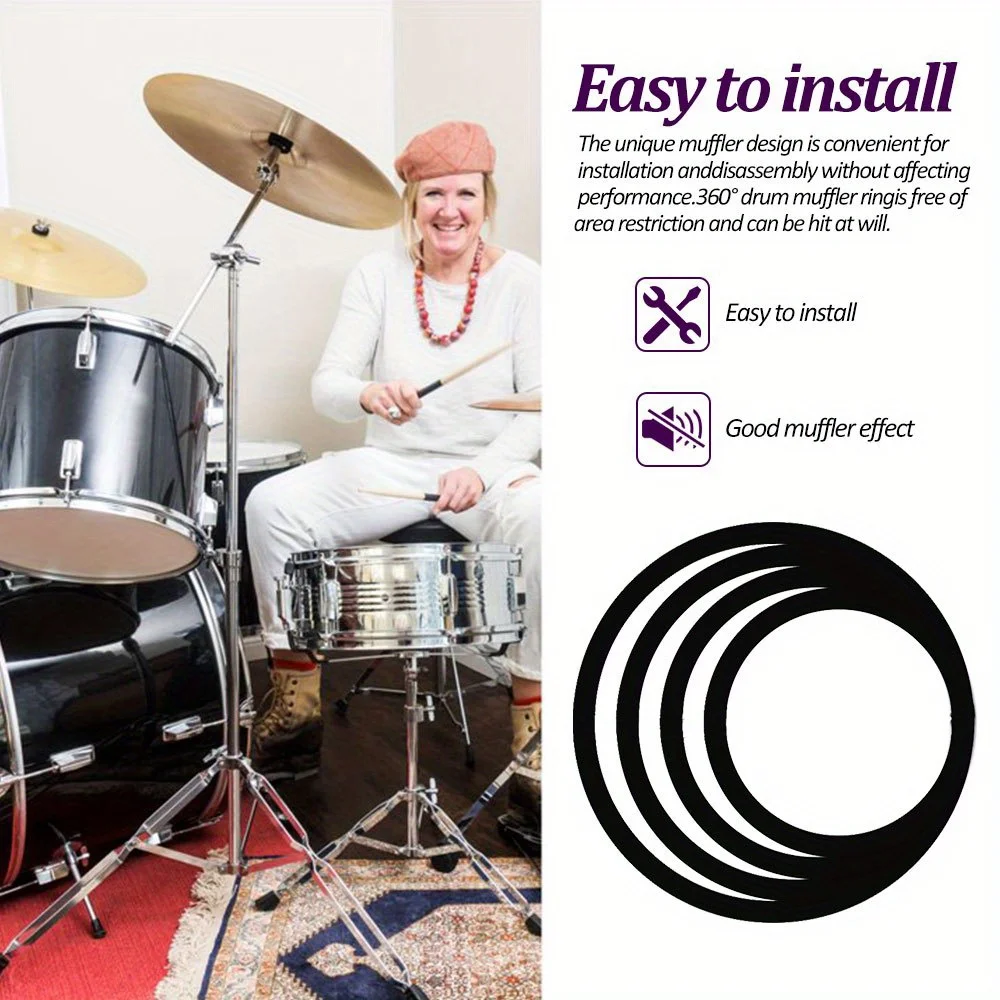 Drum Kit Silencer Mute Practice Snare Pad Pads Dampeners Simple Accessory Home Delicate Percussion Silent Useful Off