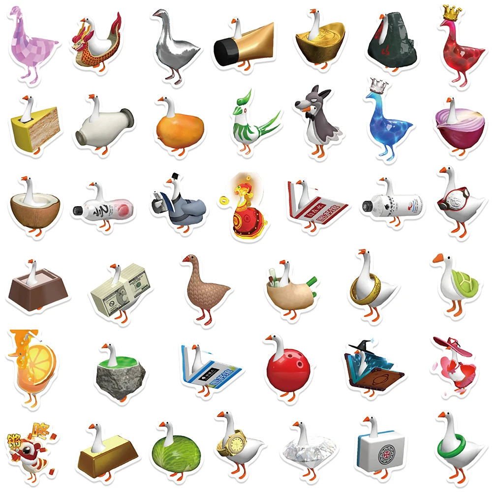 80PCS Funny Game Catch the Goose 3D Food Stickers Aesthetic Graffiti Decal DIY Laptop Phone Fridge Bottle Luggage Car Sticker