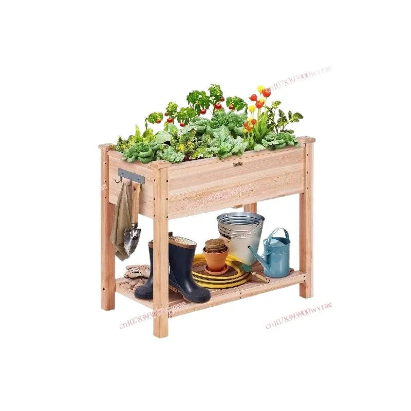 

Wooden Raised Garden Bed Planter Box Elevated/Floor w/Whole Kit and Drainage