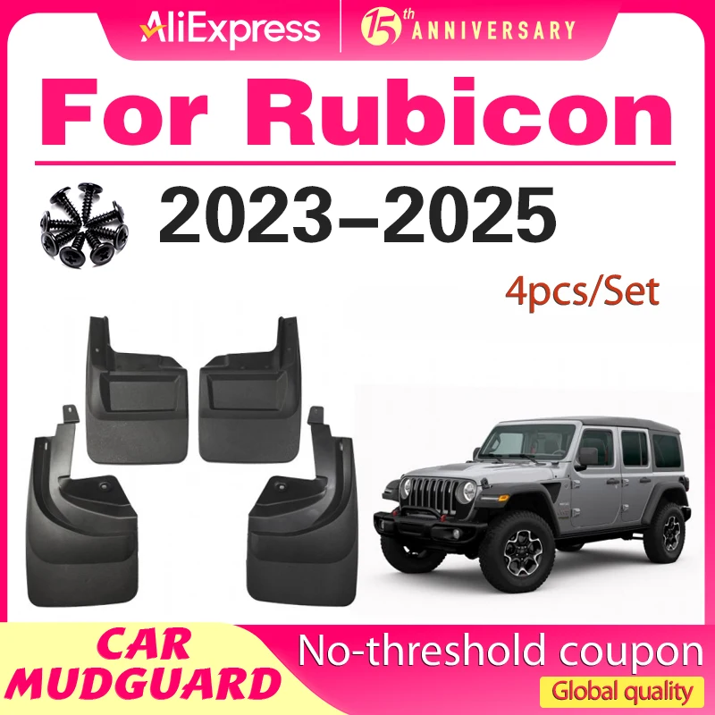 

For JEEP Wrangler Rubicon 2023 2024 2025 Automobile tire Mudguard Fender Mud Flap Guards Splash Mudflaps Front Rear 4pcs