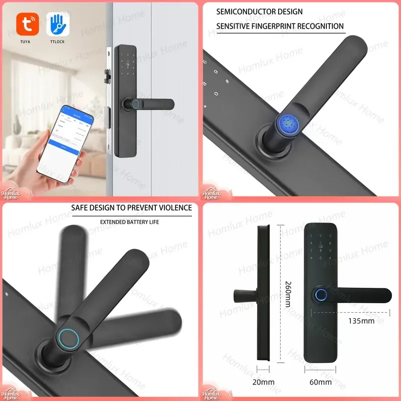Smart Door Lock with Fingerprint Password Card Key Unlock Mortise Lock for Home Apartment Office Security 5050