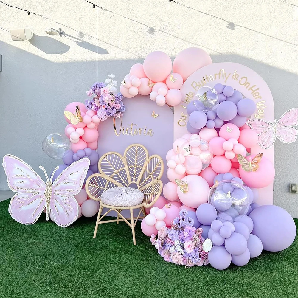 112-teiliges Lila und Rosa Latex-Ballon-Bogen-Girlanden-Set Geeignet für Geburtstagsfeiern Hochzeiten Valentinstag-Partydekoration – Detail 5