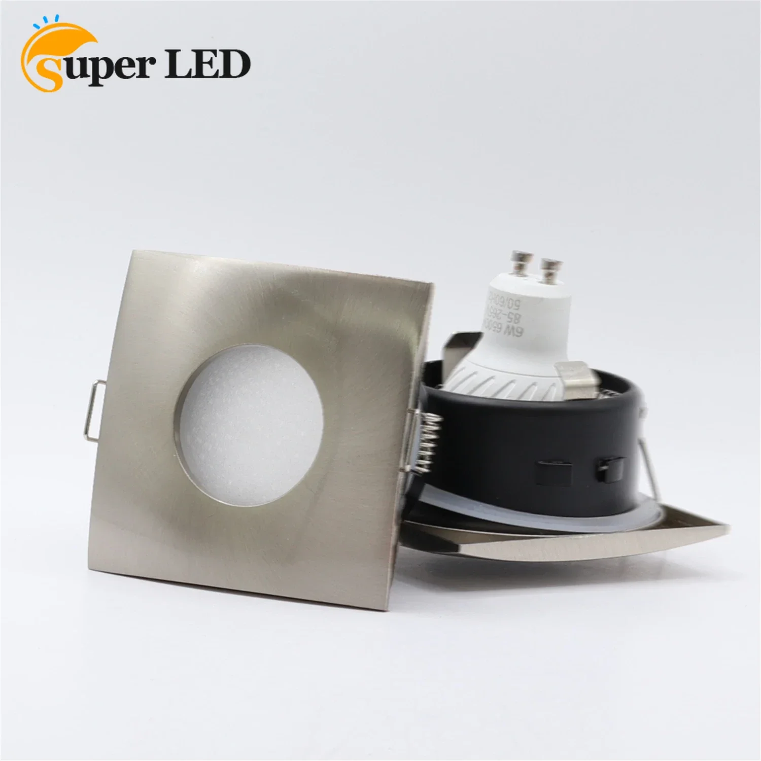 LED Recessed Ceiling Light Mounting Frame Square Satin Nickel Spotlight Fittings