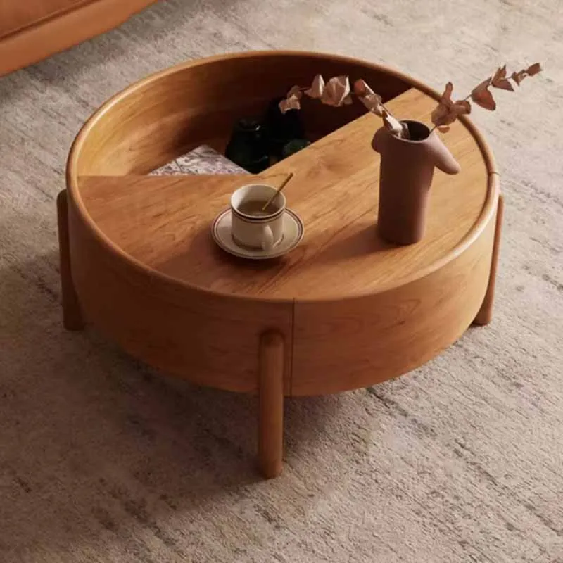 

Waterproof Cute Coffee Table Wood Storage Unique Mini Living Room Side Table Nordic Round Balcony Mesa Auxiliar Home Furniture