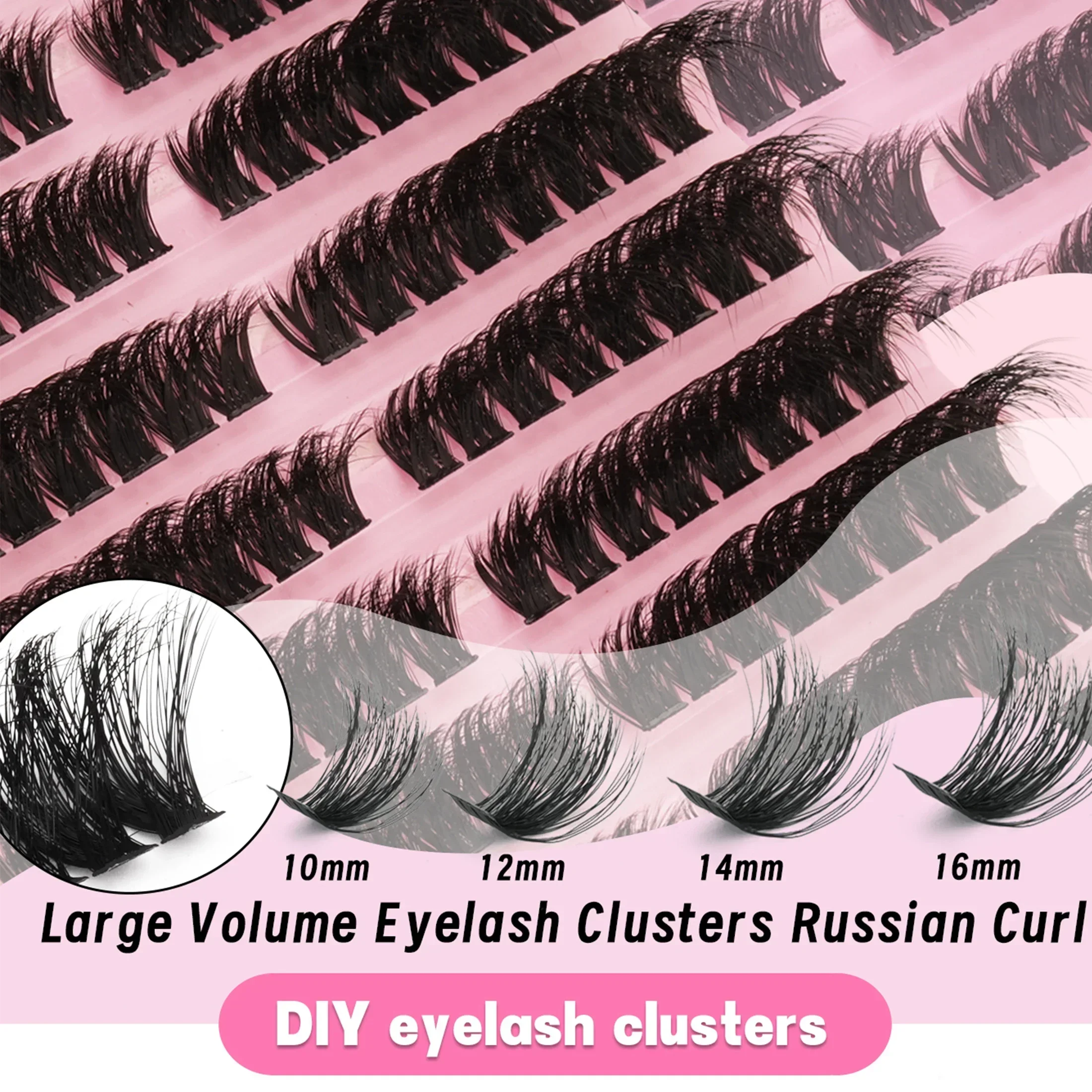 D Curl Fluffy Lash Clusters DIY Individual Eyelash Extensions Faux Mink Thick Volume Wispy Segment False Eyelashes