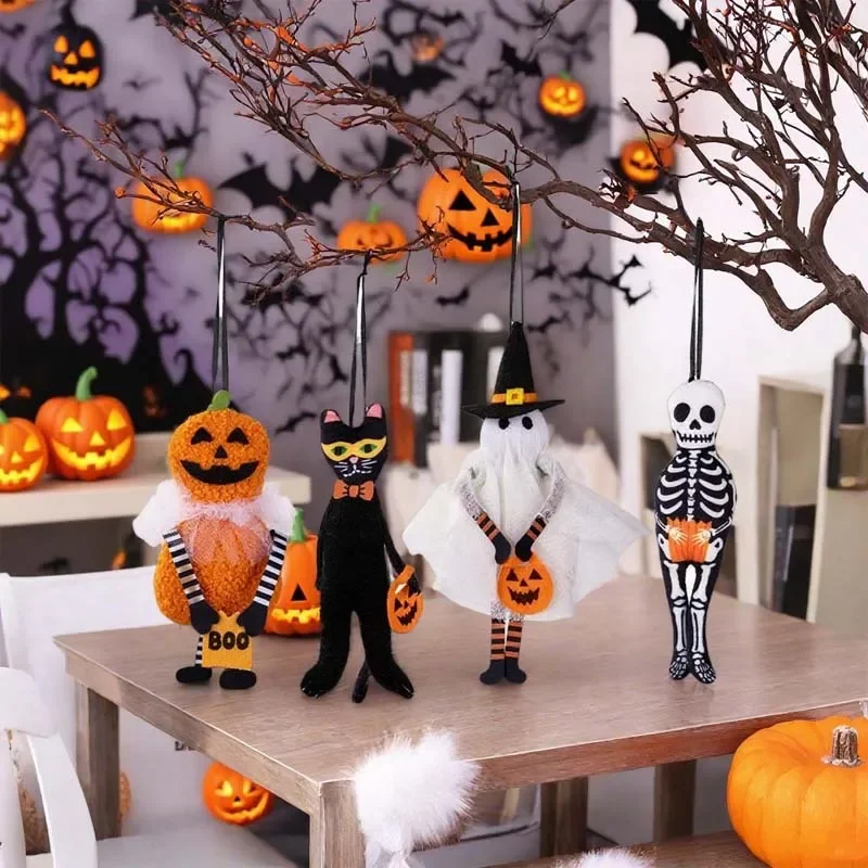 1-10PCS Halloween Hanging Decor Pumpkin Black Cat Ghost Skull Pendant for Party Day of The Dead Home Decoration Favor