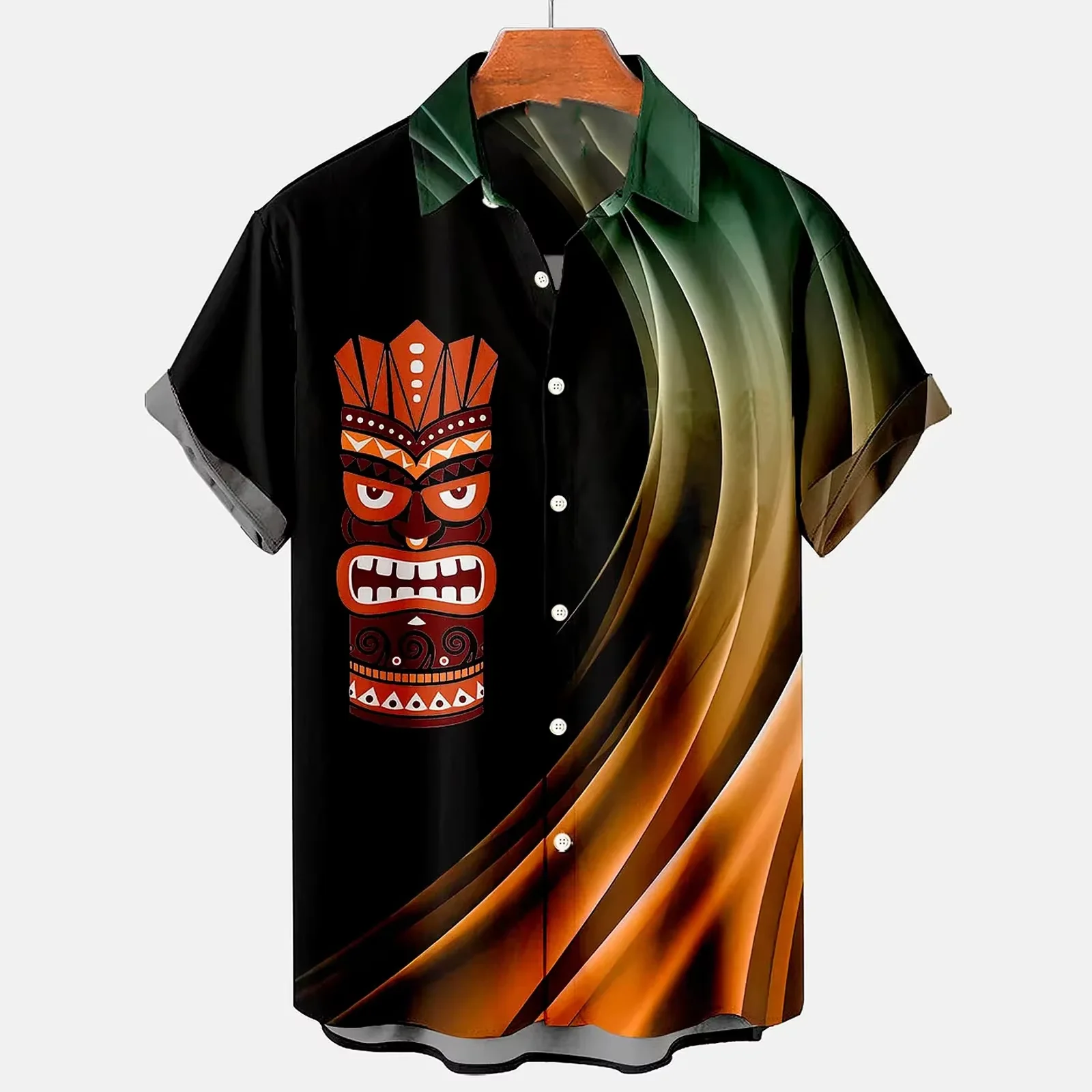 Summer Hawaiian Tiki 3D Print Shirts Men Fashion Shirt Casual Harajuku Vintage Streetwear Short Sleeve Shirt Blouse Man Clothing