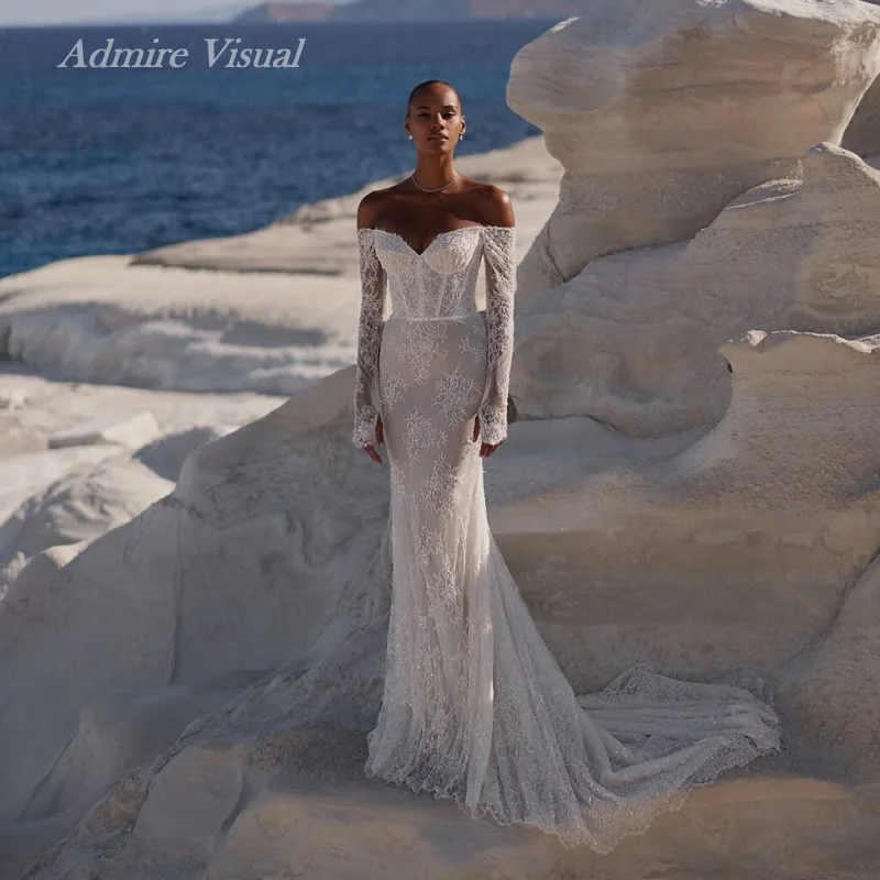 

Newest Wedding Dresses Mermaid Lace With Off The Shoulder Long Sleeves With Beaded Customized Plus Sizes Vestidos De Novias 2025