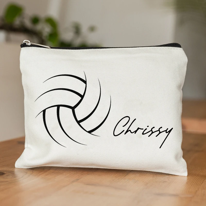 그녀를 위한 맞춤형 이름 배구, 개인화된 팀 스포츠 선물, 비행기 여행용 화장품 가방, 립스틱 보관 가방, 지갑