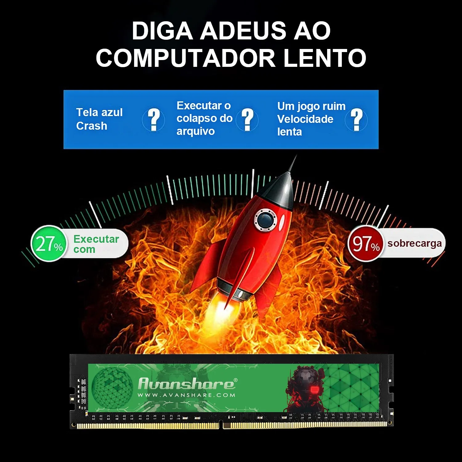 Imagem -06 - Memória Ram Avanshare Ddr4 4gb 8gb 16gb 32gb 1333 1600 2133 2400 2666 3200 Mhz Ddr3 Ddr4 Memória de Desktop sem Ecc Dimm sem Buffer