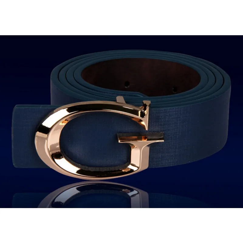 New Leisure Fashion Belt Korean Version Men's and Women's Gold Buckle Belt Versatile Trend Light Luxury C-shaped Buckle Belt