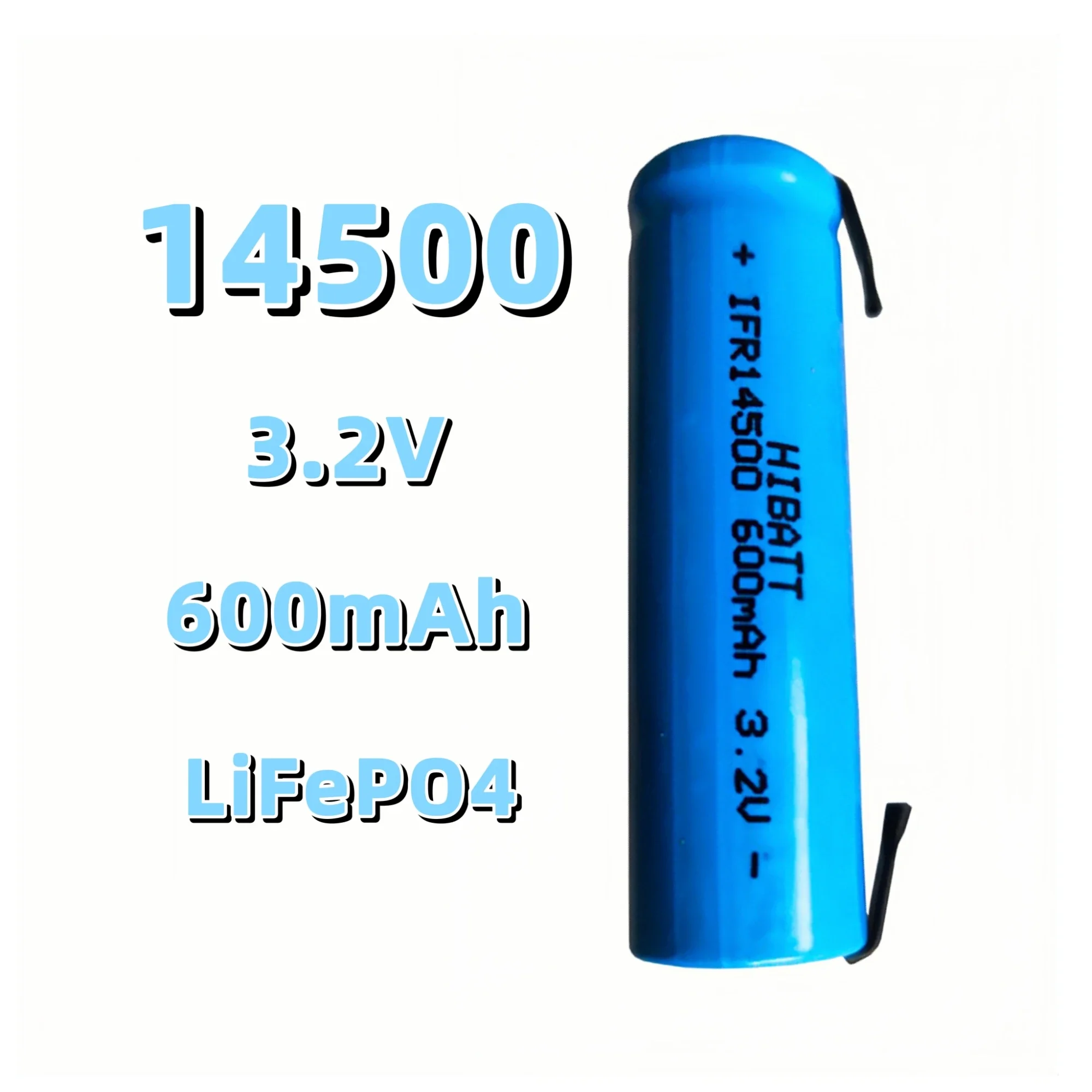 6PCS 14500 LiFePO4 Battery 3.2V 600mAh with Solder Tabs for Shaver Microphone Camping Lamp Sweeping Robot Electric Toothbrush
