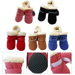 4pcs Winter Dog Shoes Waterproof Shoes For Medium Dogs Winter Boots For Small Dogs Warm Chihuahua Teeth Puppy Socks Yorkshire