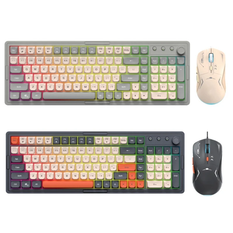 Plugs and Play Wire Keyboard and Mouse Set with Comfortable Keystrokes Clear Characters for Gamers Office Workers Use