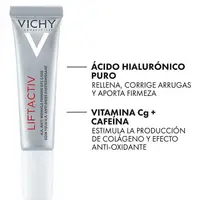 Crema revitalizante para ojos Vichy de 15 ml: antiarrugas, aclara las ojeras, esencia hidratante reafirmante de larga duración