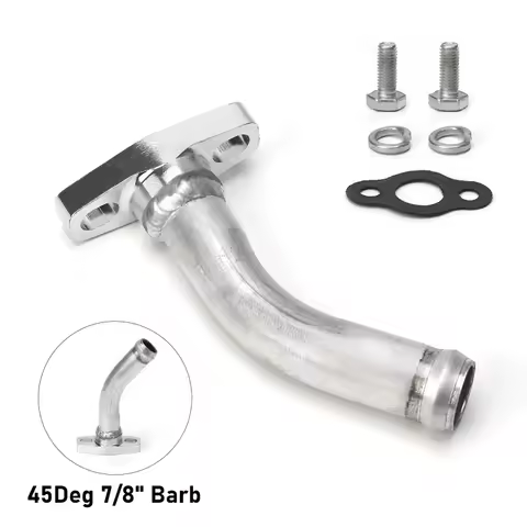 UI-Aluminium Alloy 45 Degree Turbo Oil Drain/Return Pipe Kit Flange Ball Bearing For GT25R GT28R GT30R GT35R Turbochargers