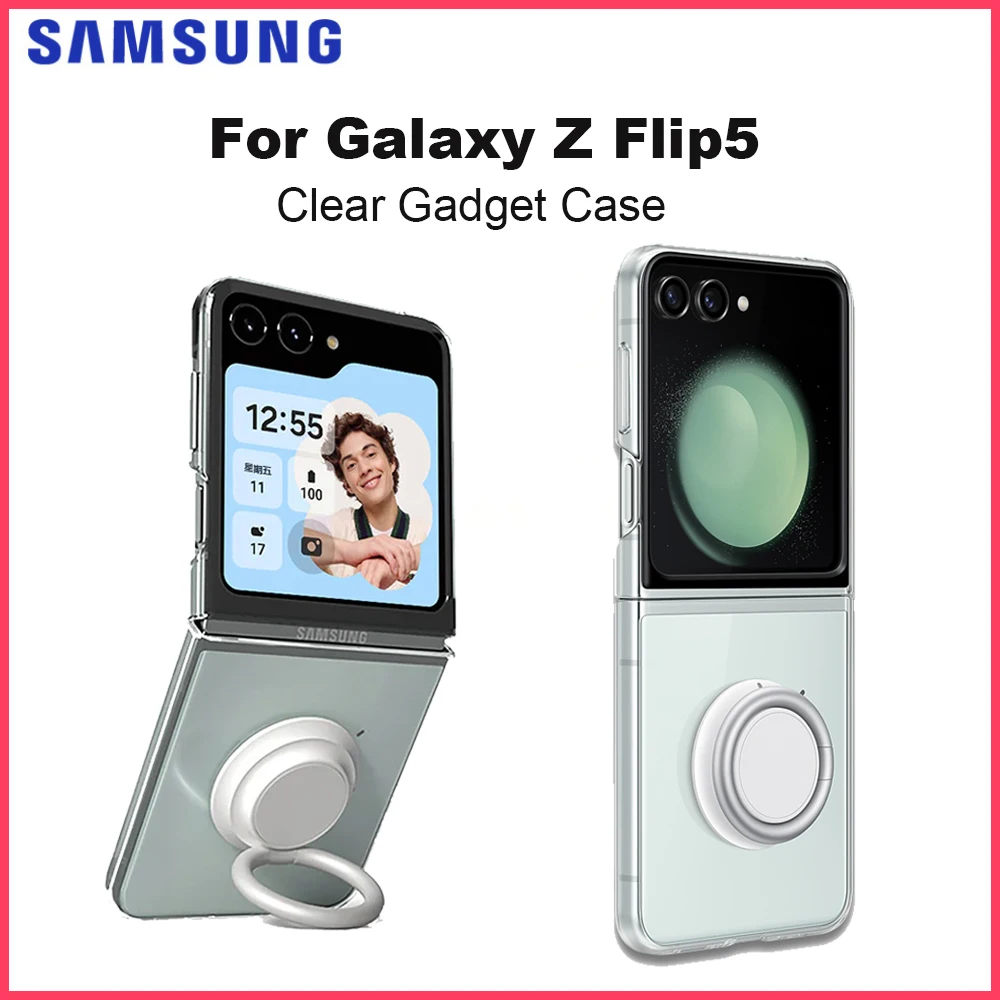 

Original Samsung Galaxy Clear Gadget Case for Z Flip5 Fold Buckle Link Z Flip 5 Transparent Cover