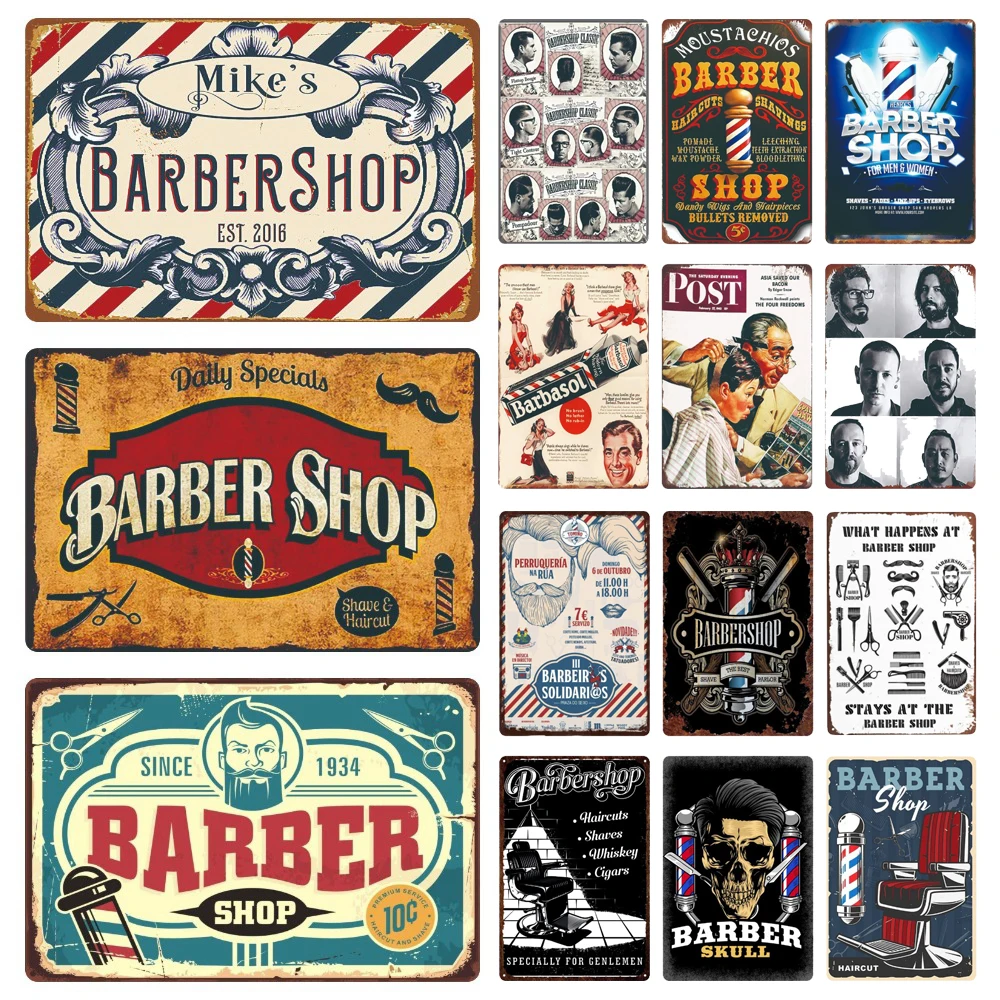 Hair Cutting Retro Plaque, Metal Signs, Barber Shop, Vintage Painting, Wall Posters, Bar, Pub, Shave & Haircut, Home Decor, WY28