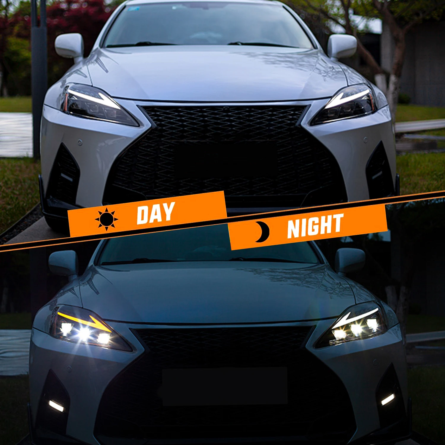 HCMOTIONZ LED Headlights for Lexus IS350 2006-2013 IS250 IS350C ISF 220d RGB Car Front Lamps Start UP Animation Sequential Light