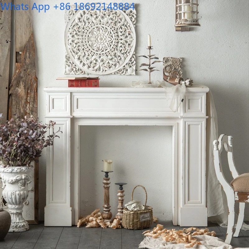 Rustic Wooden Fireplace Mantel Decor for Wedding Photo Prop Thin Entryway Shelf Vintage Style
