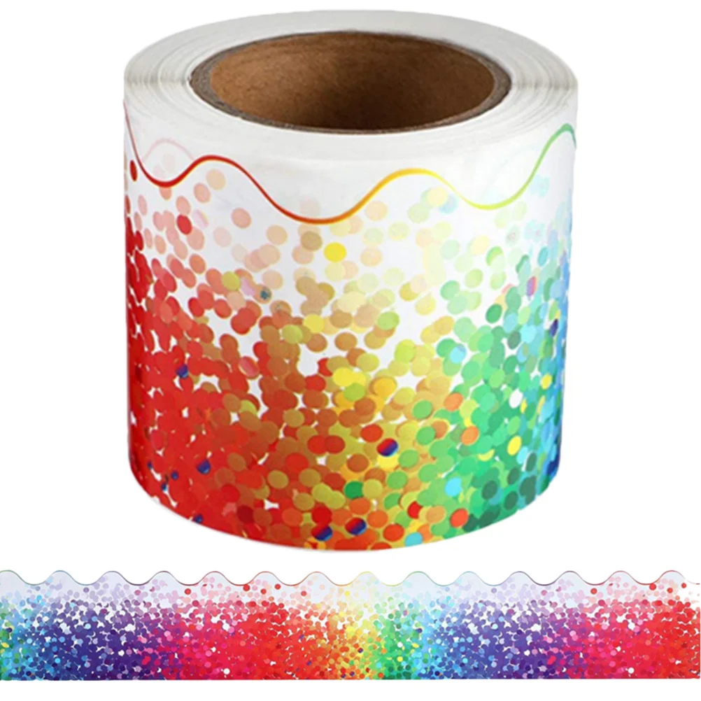 

1 Roll Circle Dot Bulletin Board Border Removable Colorful Decorative Border Paper for Classroom Office Window