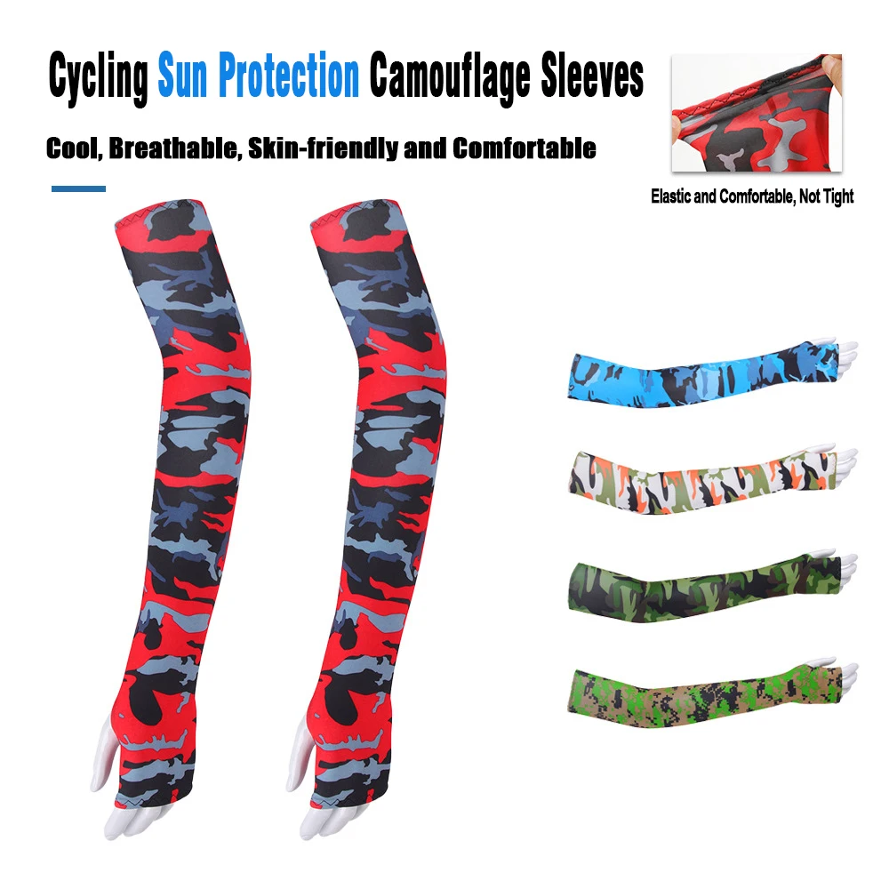 Cycling Sunscreen Arm Sleeves UV Protection Outdoor Hiking Running Camo Print Quick Dry Breathable High Elastic Sport Arm Covers