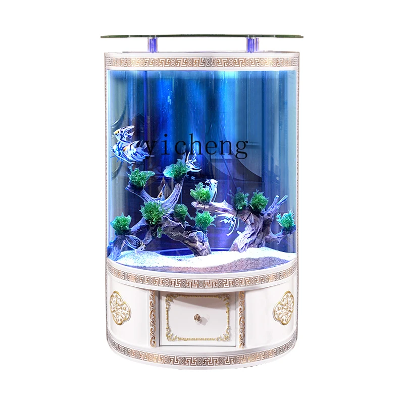 ZC semi-circular fish tank living room home floor-to-ceiling large aquarium water-free landscaping intelligent water-free