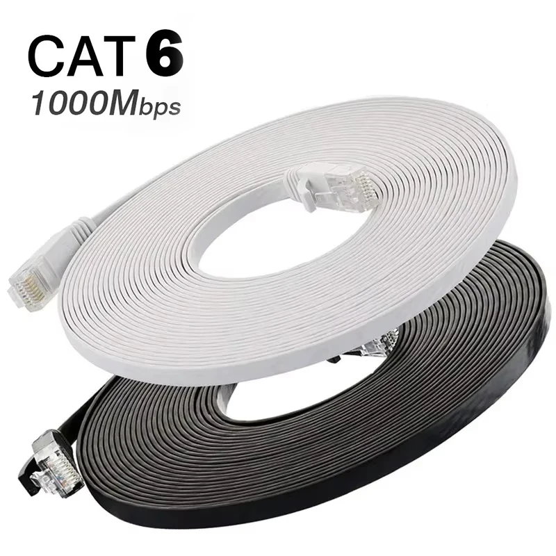 RJ45 Ethernet Cable 0.3/0.5/1/1.5/2/3/5/10m Cat6 Flat LAN Patch Cord 1000Mbps Internet Network Cable For Router Modem PC Laptops