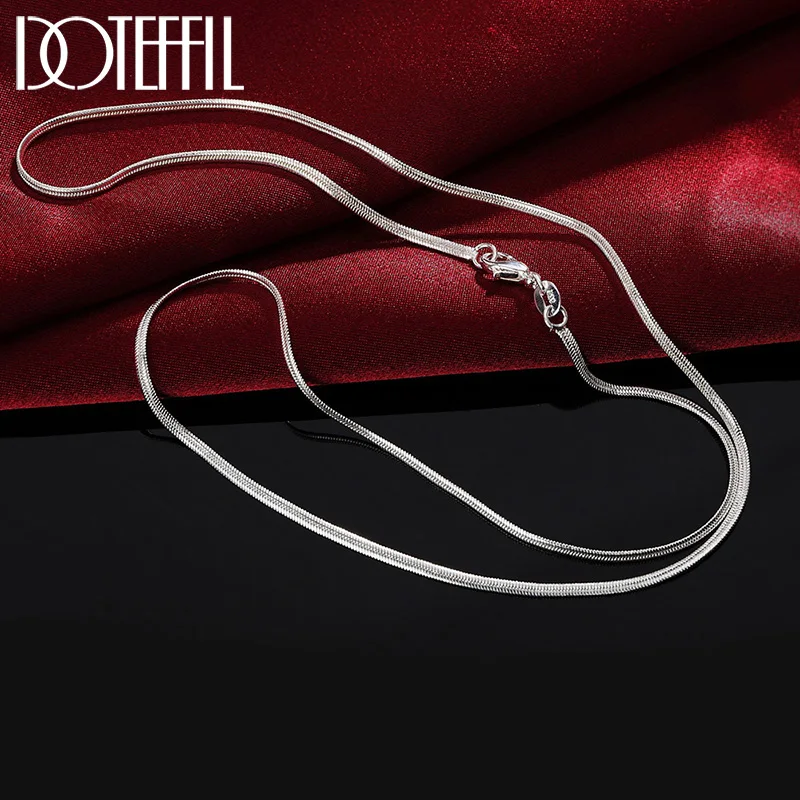 New 2mm Flat Snake Bone Chain Silver Color Necklaces 16/18/20/22/24/26/28/30 Inches For Women Men Jewelry Gift
