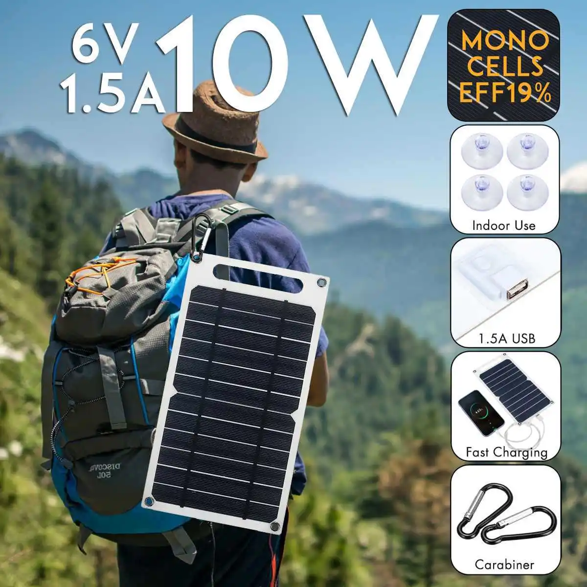 omni-in 10W solar panel, portable solar power generation panel