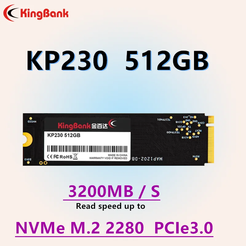 KINGBANK SSD KP230 512GB NVMe M.2 2280 PCIe3.0 Built in Solid