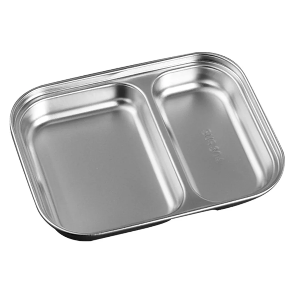 

Stainless Steel Dinner Plate Sectioned Plates Divided Serving Dish Appetizer Tray Sauce Household Diet Dipping Utensils