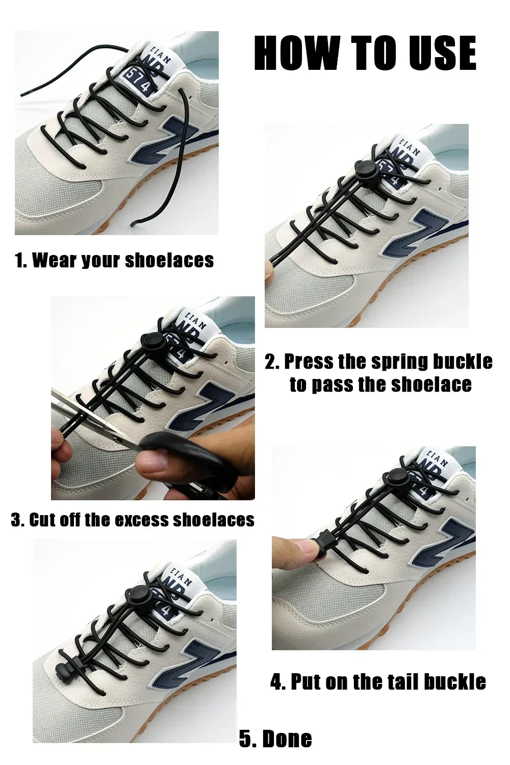 1Pair Colored Dots Round Shoelaces Elastic Plastic Lock Hiking Sports No Tie Shoelace Adult Children Shoe Accessories Lazy Lace image 2