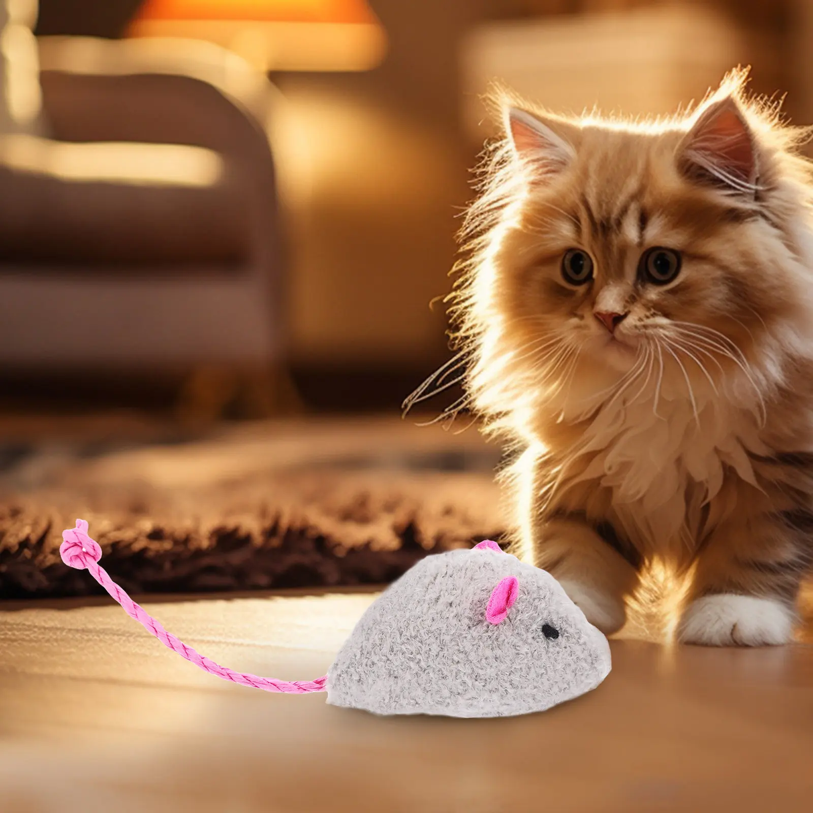 

4Pcs Realistic Mouse Cat Plaything Self-Entertaining Wobbling Teaser for Indoor Cats Chew Bite Exercise Simulation Rat Stuffed
