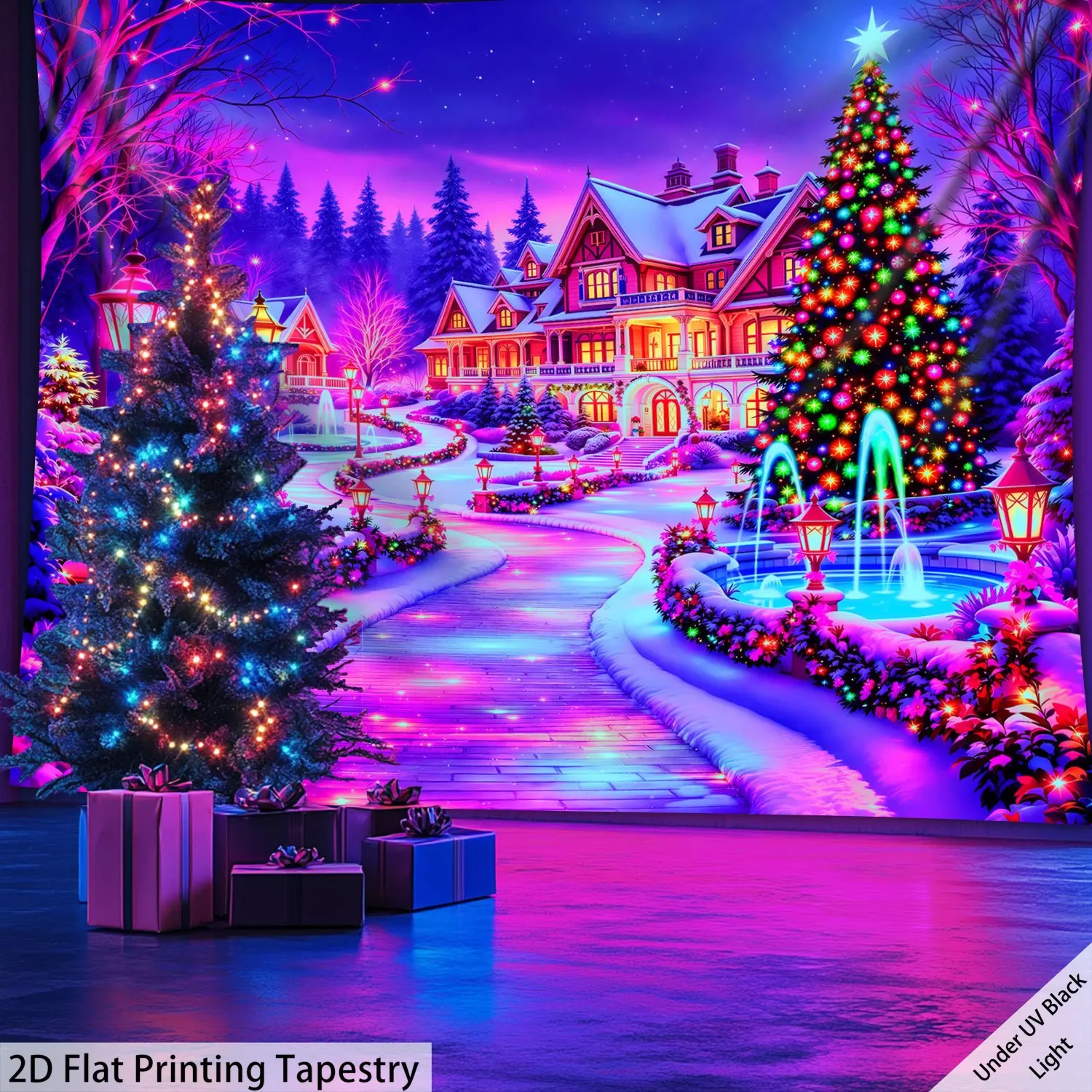 VIKAMA Weihnachts-Wandteppich, lebendiges Weihnachts-Herrenhaus, Wohnzimmer-Funktion, Wandbehang, Raumdekoration, Heimtextilien