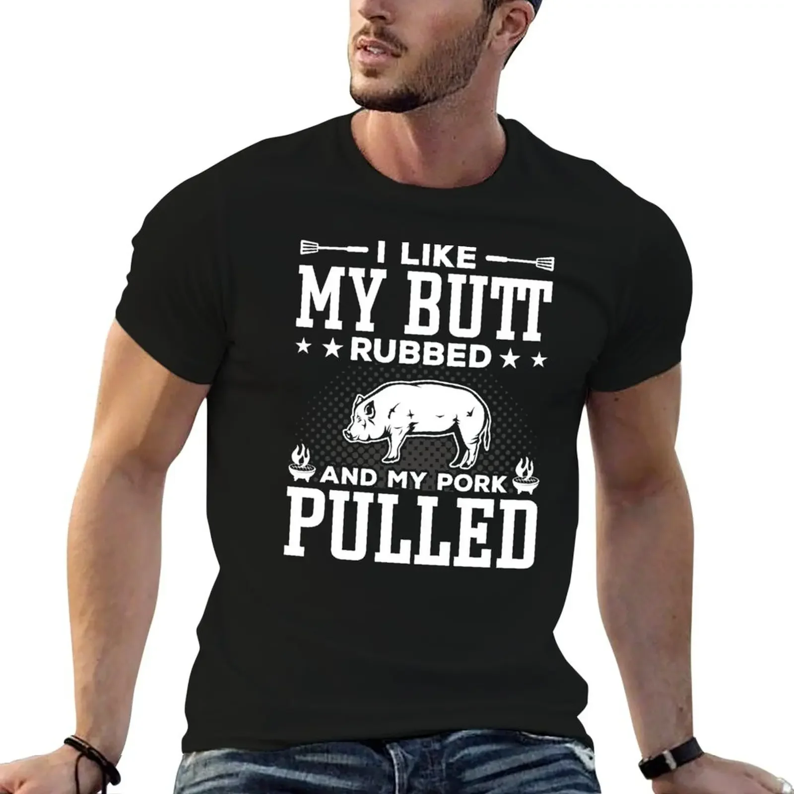 I Like My Butt Rubbed And My Pork Pulled Shirt, BBQ Grill Master, Gift For BBQ Lover, Tailgate Party Shirt, Funny BBQ Sh T-Shirt