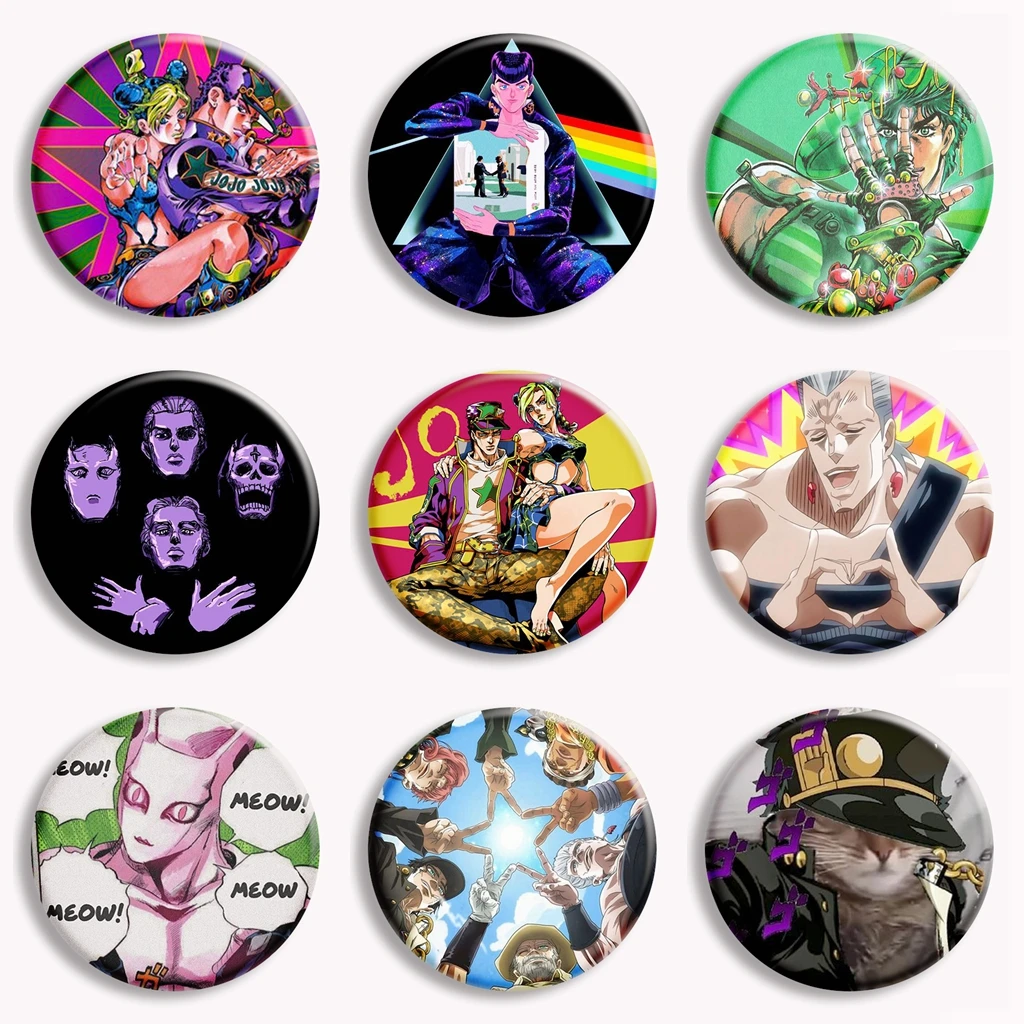 Japanese Anime JOJOS BIZARRE ADVENTURE Comic Soft Button Pin Kujo Jotaro Pierre Polnareff Cartoon Brooch Badge Bag Coat Decor