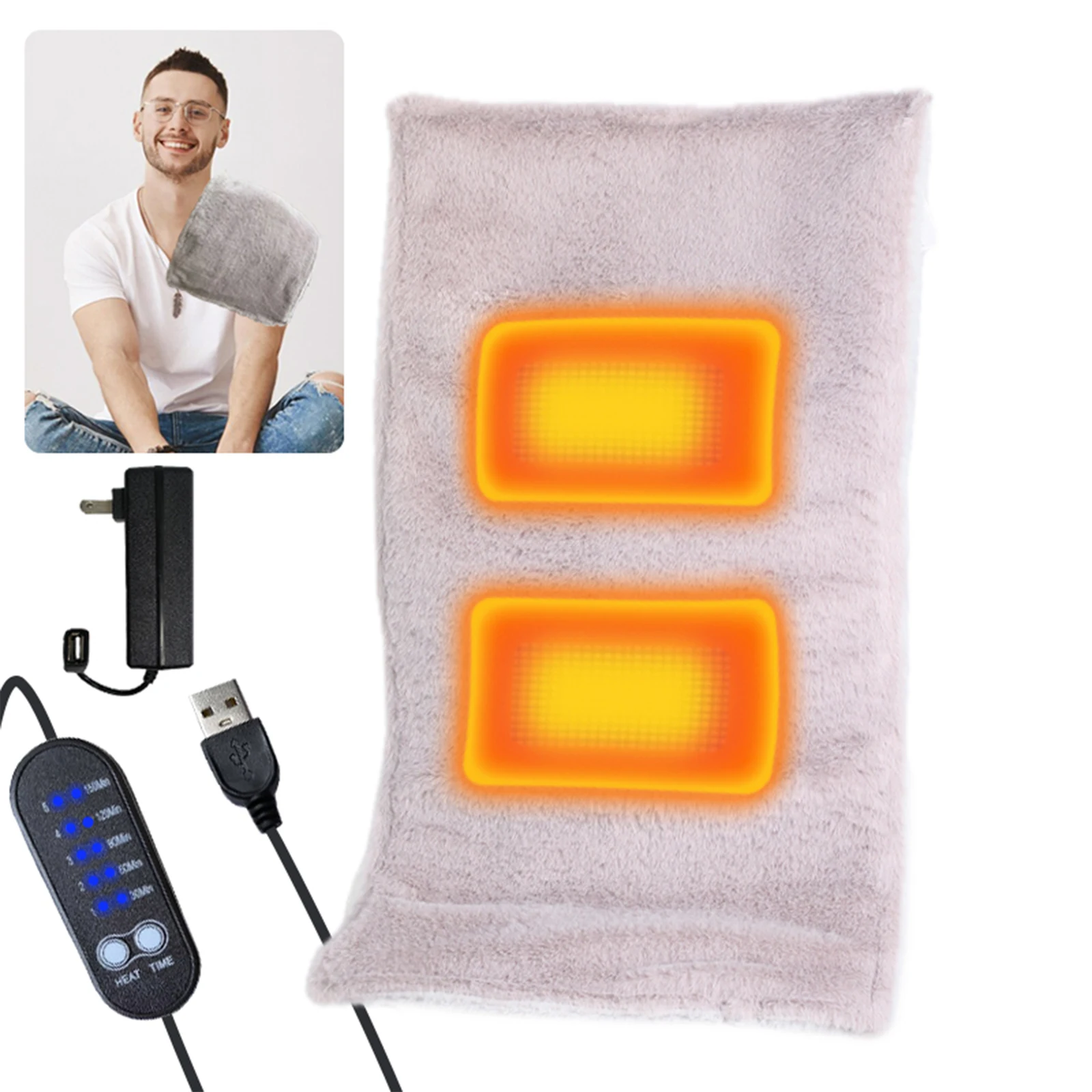 

5V USB Electric Heating Pad for Back Pain & Cramps Relief Faux Rabbit Fur Heating Pad Relax Soothing Heating Pad 5 Heating Level